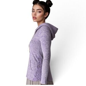 Kismet Purple Space Dye Hoodie Crochet Lace Trim Fairy Grunge Boho Whimsigoth XS